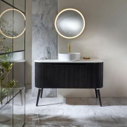 Milano Chalton - Oak Curved Fluted Vanity Unit - Choice of Size and Basin