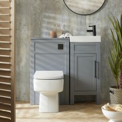 Milano Aston - Light Grey 400mm Traditional Vanity Unit with Basin and WC Unit with Elswick Back to Wall Toilet - Choice of Handles