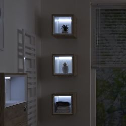 Milano Bexley - Modern Single Wall Hung Open Storage Unit - 300mm x 300mm - Choice of Finish and LED Light