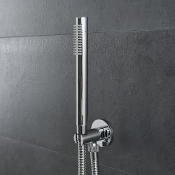 Milano Mirage - Modern Round Hand Shower with Wall Bracket and Integrated Outlet Elbow - Chrome