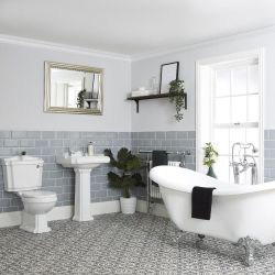 Milano Windsor - Traditional Bathroom Suite with Freestanding Bath, Close Coupled Toilet and Pedestal Basin