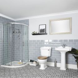 Milano Legend - Shower Suite with Quadrant Enclosure, Toilet and Pedestal Basin