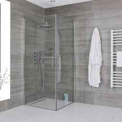 Milano Portland - Chrome Hinged Double Door Corner Wet Room Shower Enclosure - Choice of Size