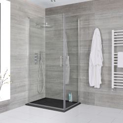 Milano Portland - Chrome Hinged Double Door Corner Shower Enclosure with Slate Tray - Choice of Size