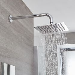 Milano Arvo - Chrome Thermostatic Shower with Wall Mounted Square Shower Head (1 Outlet)