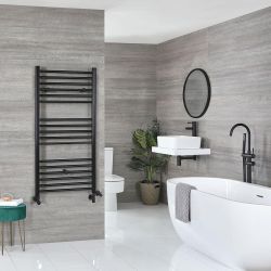 Milano Kent Dual Fuel - Black Straight Heated Towel Rail - Choice of Size