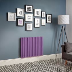 Milano Aruba - Electric Lush Purple Horizontal Designer Radiator - 635mm Tall - Choice of Size, Thermostat and Cable Cover