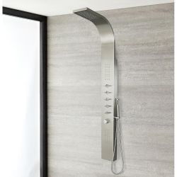 Milano Niagara - Modern Exposed Thermostatic Shower Tower Panel with Waterfall Shower Head, Hand Shower and Body Jets - Chrome