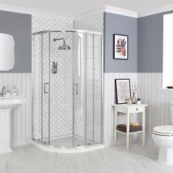 Milano Langley - Chrome Traditional Quadrant Shower Enclosure with Tray - Choice of Size