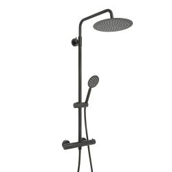 Milano - Modern Thermostatic Bar Shower Valve with Round Shower Head and Hand Shower - Choice of Finish