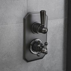Milano Elizabeth - Traditional Concealed Thermostatic Twin Diverter Shower Valve - Black