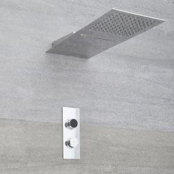 Milano Vis - Chrome Thermostatic Digital Shower with Square Waterblade Shower Head (2 Outlet)