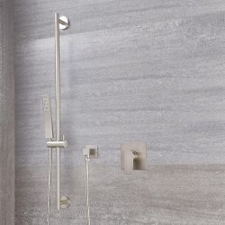 Milano Hunston - Brushed Nickel Shower with Square Hand Shower and Riser Rail (1 Outlet)