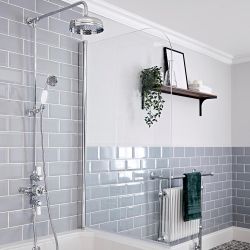 Milano Elizabeth - Chrome and White Traditional Triple Exposed Thermostatic Shower with Grand Rigid Riser Rail (2 Outlet)
