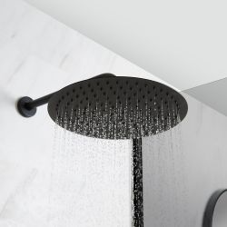 Milano Nero - Black Thermostatic Shower with Shower Head, Overflow Bath Filler and Riser Rail with Hand Shower (3 Outlet)