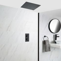 Milano Nero - Black Thermostatic Shower with Recessed Shower Head (1 Outlet)