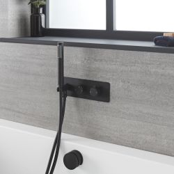 Milano Nero - Black Thermostatic Shower with Diverter, Overflow Bath Filler and Hand Shower (2 Outlet)
