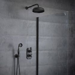 Milano Elizabeth - Black Traditional Thermostatic Shower with Diverter, Shower Head and Hand Shower (2 Outlet)
