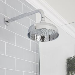 Milano Elizabeth - Chrome and Black Traditional Thermostatic Shower with Diverter, Shower Head, Bath Spout and Riser Rail (3 Outlet)