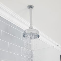Milano Elizabeth - Chrome 150mm Traditional Apron Shower Head and Ceiling Arm
