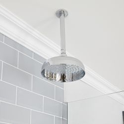 Milano Elizabeth - Chrome and Black Traditional Thermostatic Shower with Diverter, Ceiling Mounted Shower Head, Riser Rail and Body Jets (3 Outlet)