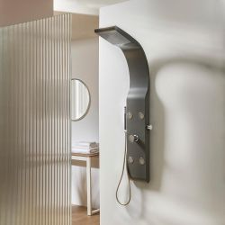 Milano Barton - Modern Shower Tower Panel with Shower Head, Hand Shower and Body Jets - Anthracite