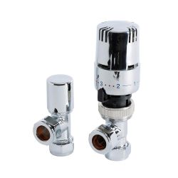 Milano - Chrome Thermostatic Angled Radiator Valves (Pair)