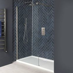 Milano Hunston - Brushed Nickel Walk-In Shower Enclosure with Tray - Choice of Sizes