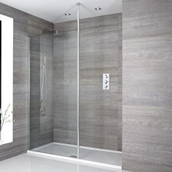 Milano Alto - Chrome Walk-In Shower Enclosure with Tray - Choice of Size
