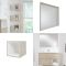 Milano Bexley - Light Oak Modern 600mm Open Shelf Vanity Unit, WC Unit, Rivington Pan, Three Storage Units and Mirror