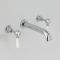 Milano Elizabeth - Traditional Wall Mounted 3 Tap-Hole Lever Basin Mixer Tap - Chrome and White