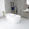 Milano Overton - White Modern Oval Double-Ended Freestanding Bath - 1800mm x 750mm - Choice of Overflow Finish