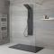 Milano Orton - Modern Exposed Shower Tower Panel with Shelf, Large Shower Head, Hand Shower and Body Jets - Black