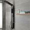 Milano Orton - Modern Exposed Shower Tower Panel with Shelf, Large Shower Head, Hand Shower and Body Jets - Black