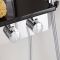 Milano Astley - Modern Corner Thermostatic Shower Tower Panel with Large Shower Head, Hand Shower, Body Jets and Shelf - Chrome and Black