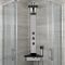 Milano Astley - Modern Corner Thermostatic Shower Tower Panel with Large Shower Head, Hand Shower, Body Jets and Shelf - Chrome and Black