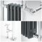 Milano Elizabeth - Anthracite Traditional Dual Fuel Heated Towel Rail - 930mm x 790mm (withOverhanging Rail) - Choice of Wi-Fi Thermostat and Cable Cover