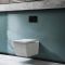 Milano Dalton - White Modern Wall Hung Toilet with Tall Wall Frame - Choice of Flush Plate