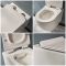 Milano Overton - White Modern Rimless Wall Hung Toilet with Tall Wall Frame - Choice of Flush Plate