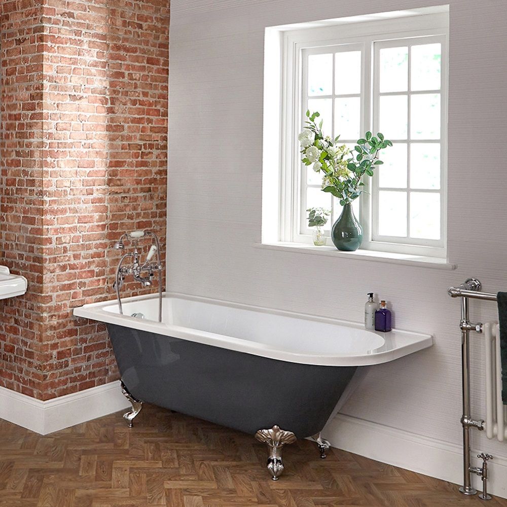 Milano Hest - Stone Grey Traditional Freestanding Corner Bath - 1685mm x 750mm - Choice of Feet and Left/Right Hand Options