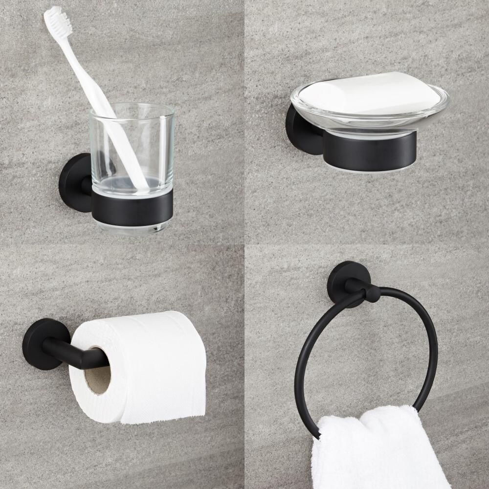 Milano Nero - Black Modern 4 Piece Bathroom Accessory Set