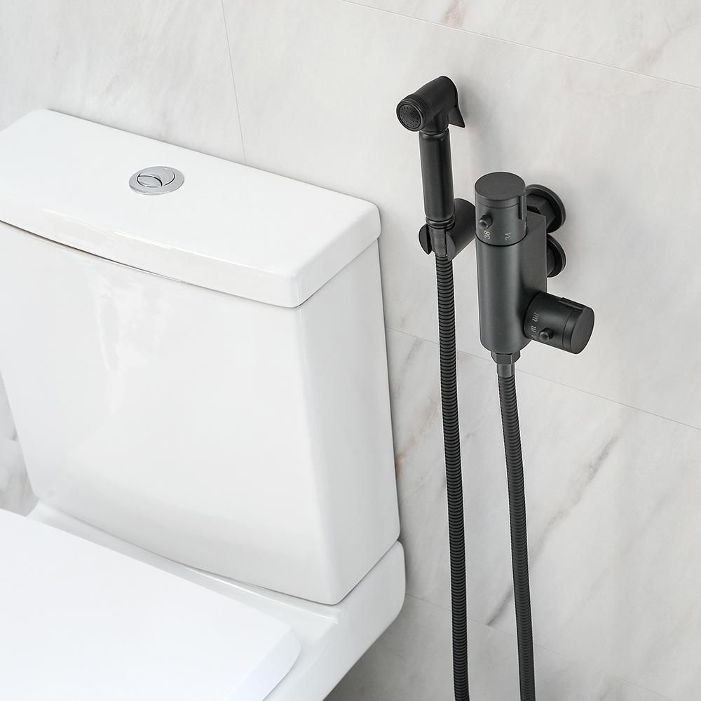Milano Nero - Modern Thermostatic Douche Kit - Black