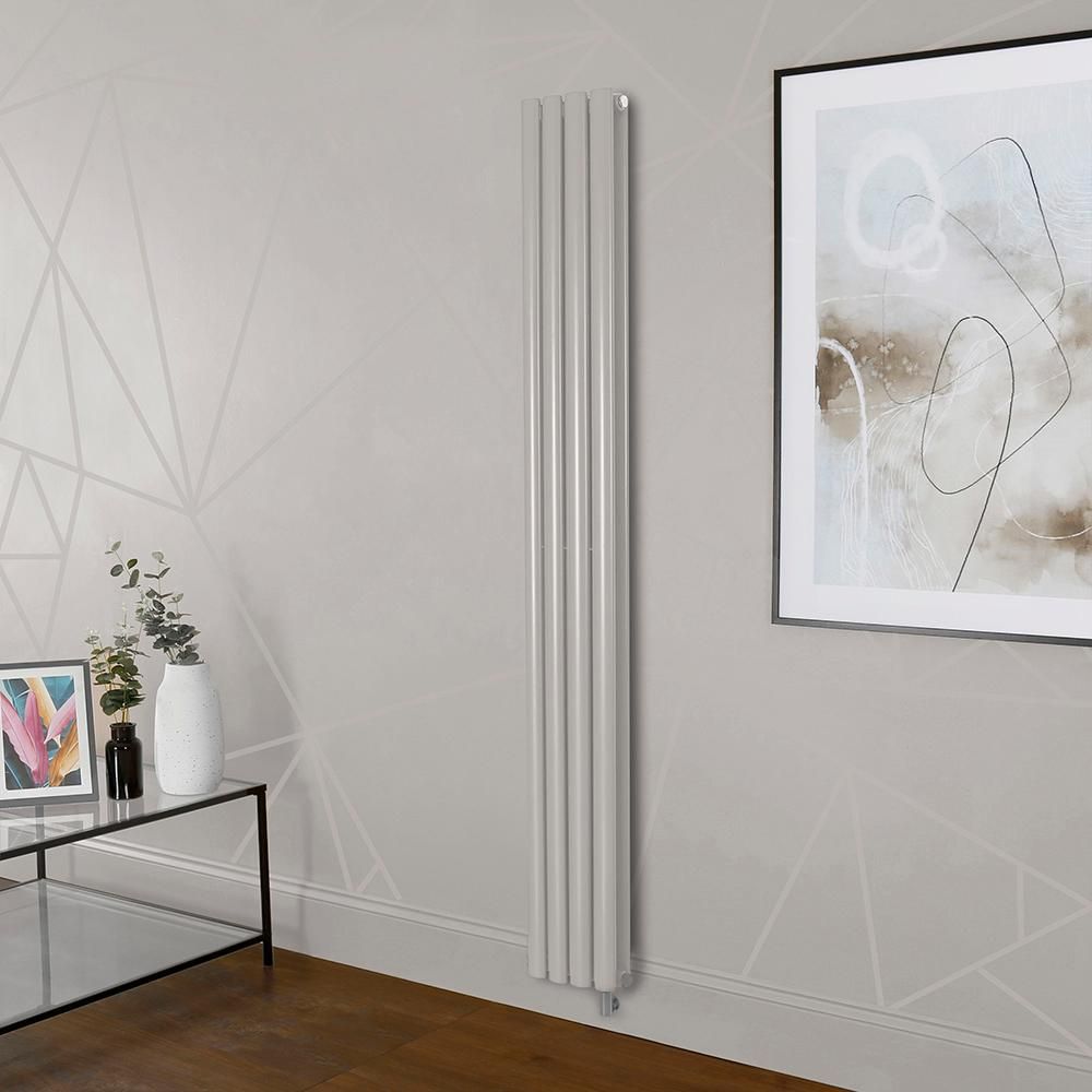 Milano Aruba - Electric Pearl White Vertical Designer Radiator - Choice of Size, Thermostat and Cable Cover
