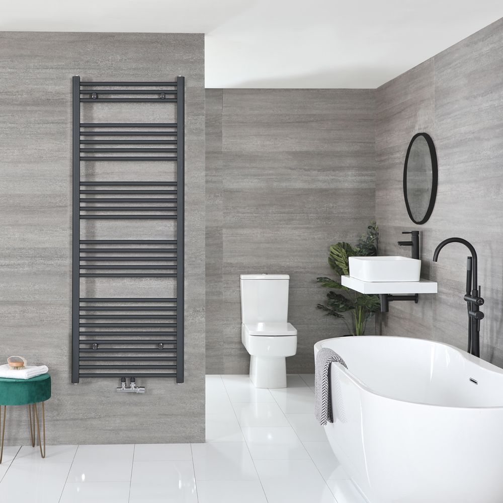 Milano Neva - Anthracite Central Connection Heated Towel Rail - Choice of Size
