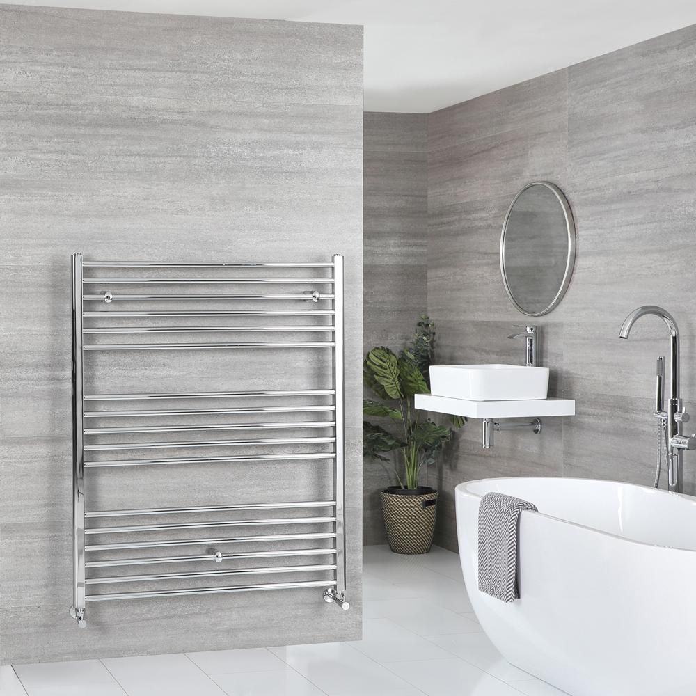 Milano Kent - Chrome Straight Heated Towel Rail - 1200mm x 1000mm