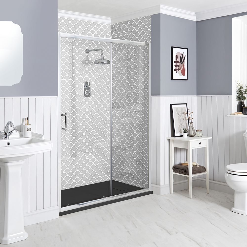 Milano Langley - Traditional Sliding Shower Door with Slate Tray - Choice of Sizes