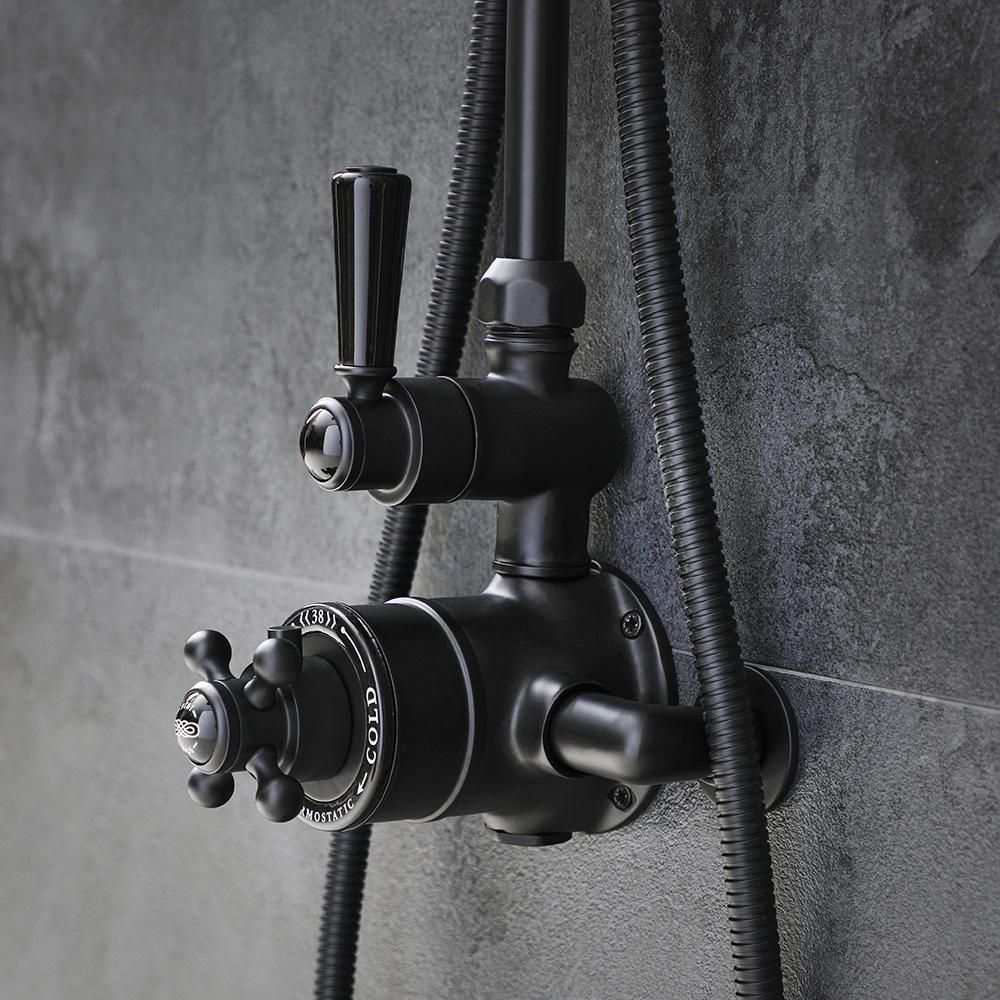 Milano Elizabeth - Traditional Twin Exposed Thermostatic Shower Valve - Black