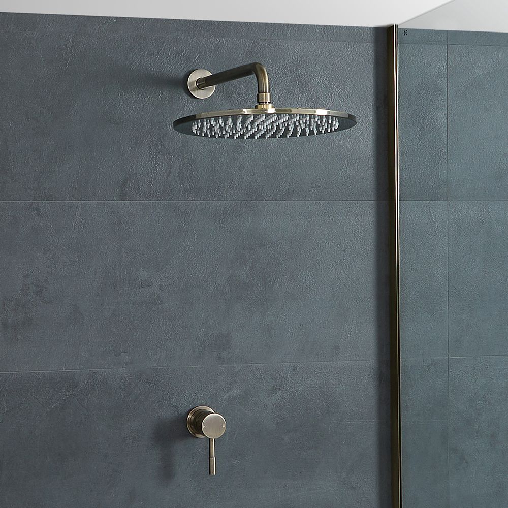 Milano Clarus - Manual Shower Valve with 300mm Round Head - Aged Gold (1 Outlet)
