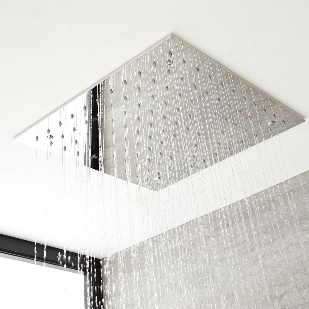 Milano Arvo - Modern 500mm Square Ceiling Head - Polished Chrome