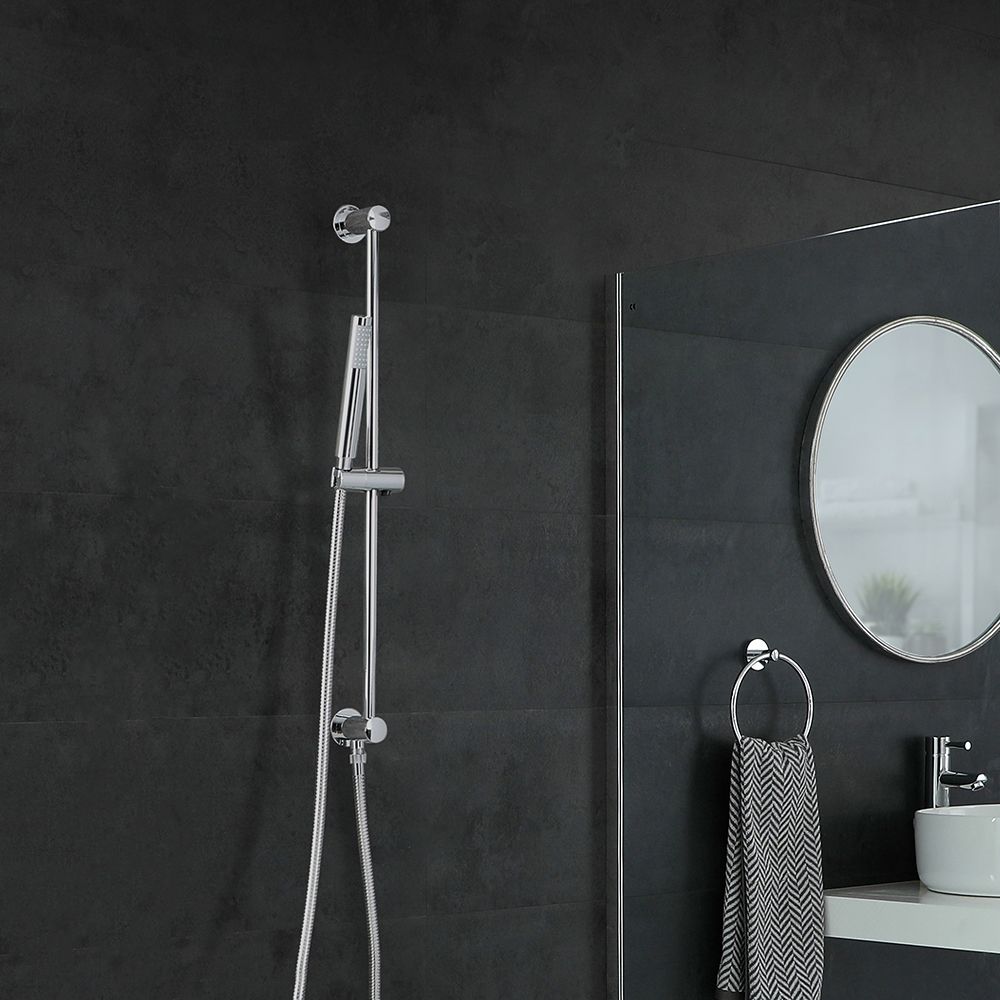 Milano Mirage - Modern Riser Rail Kit with Hand Shower and Integrated Elbow – Chrome